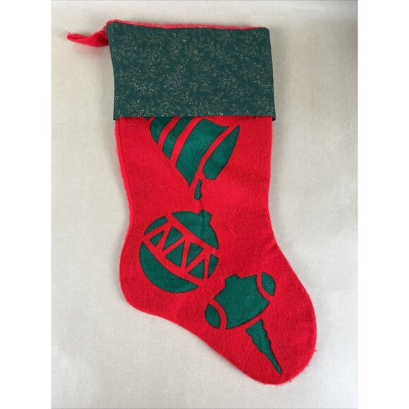 Vintage Christmas Stocking Red/Green,‎ 16” Tall - Picture 1 of 4